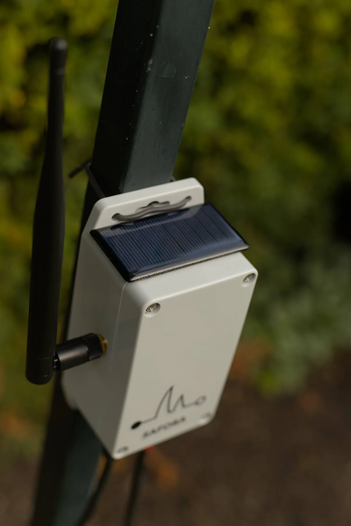 Safora Fence Shield — top view showing solar panel
